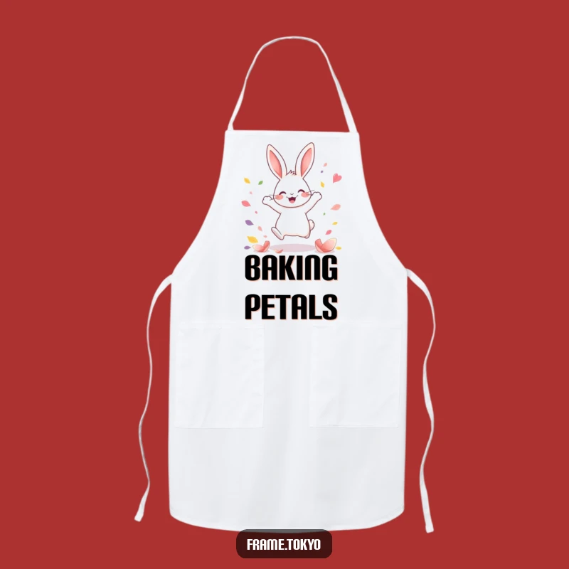 Funny Kawaii Rabbit Apron: Joyful Chef, Petal Shower Kitchen Fun