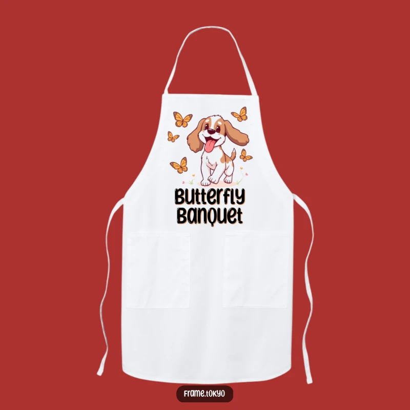 Funny Delighted Spaniel Apron: Cook with Butterfly Joy!