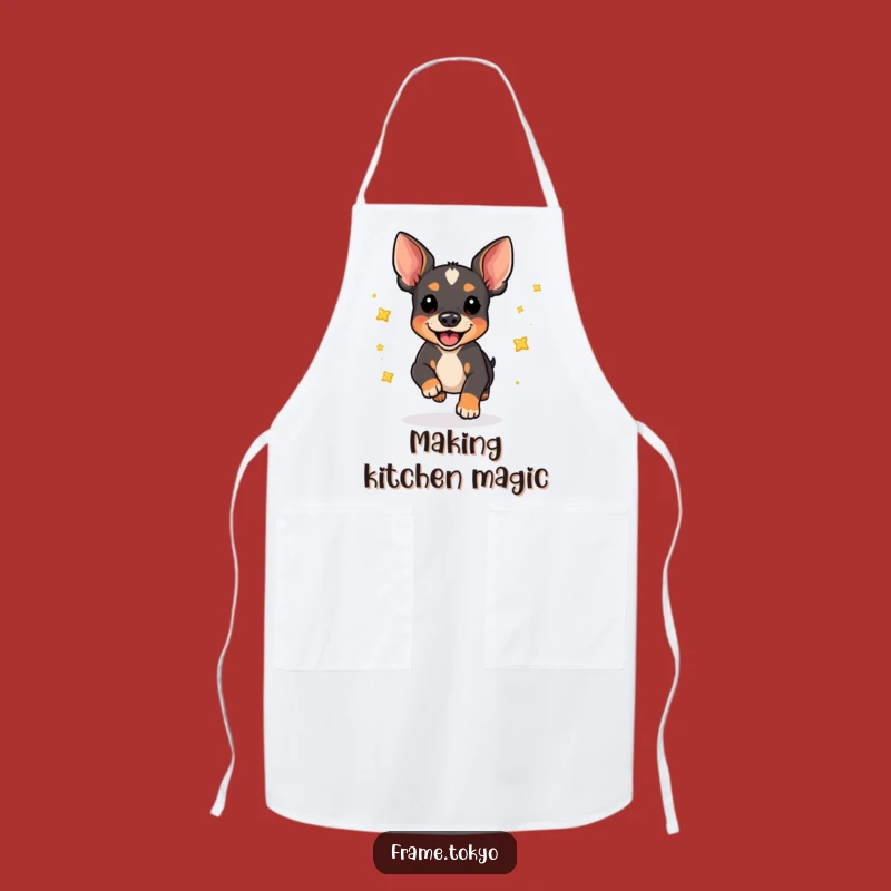 Funny Pinscher Pounce Apron: Joyful Star-Scattering Chef, Perfect Funny Kitchen Gift