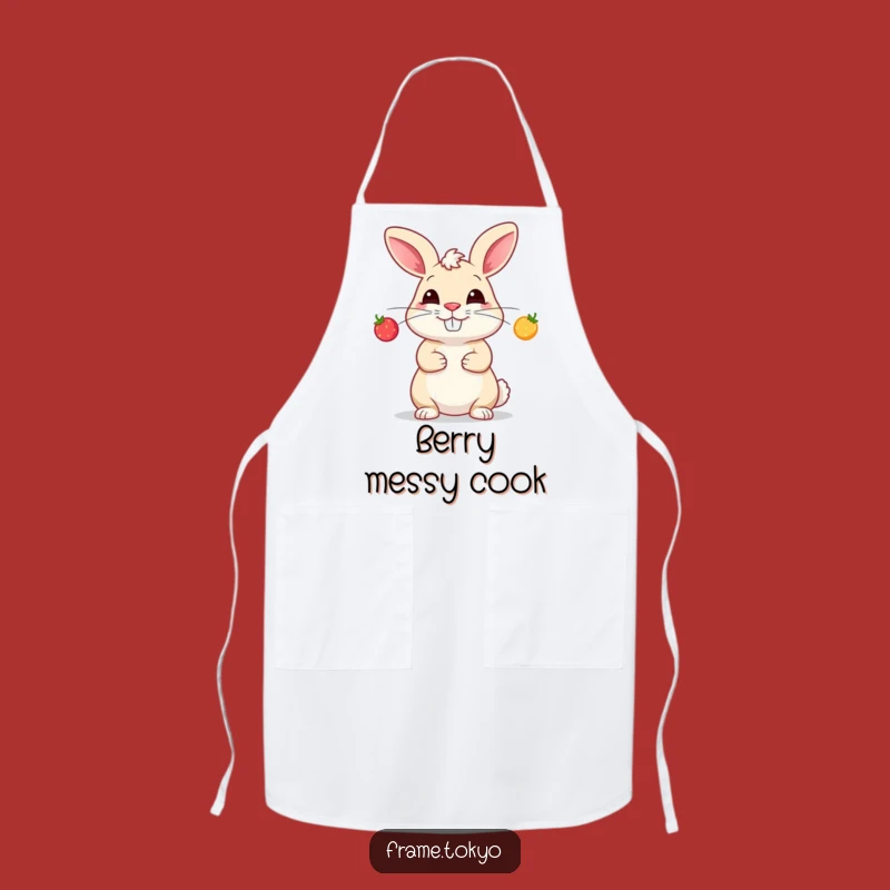 Funny Rabbit Berry Juggling Apron - Playful Kitchen Wear for Joyful Cooks