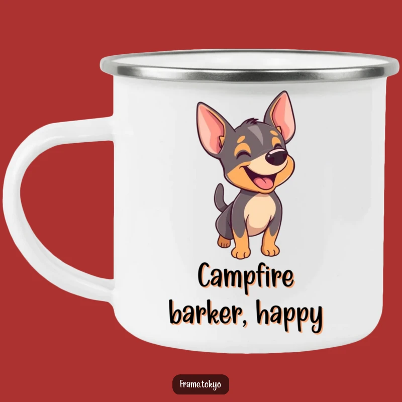 Funny Pinscher Happy Bark Camping Mug: Adventure with Canine Joy