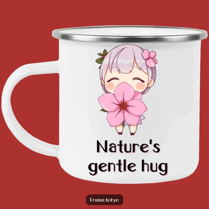 Funny Cherry Blossom Camping Mug: Durable Character Hug Cup, Outdoor Humor Gift