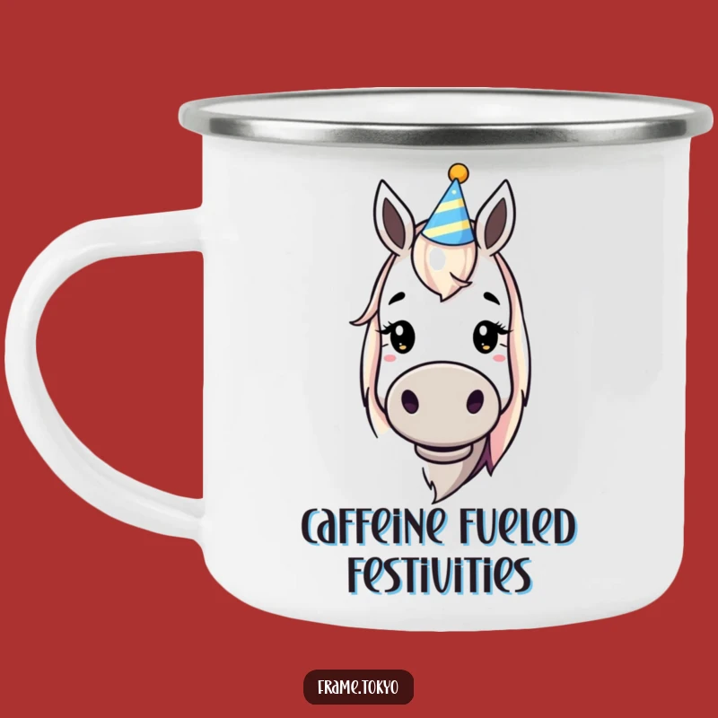 Funny Dopey Horse Party Hat Camping Mug: Your Adventure Buddy!