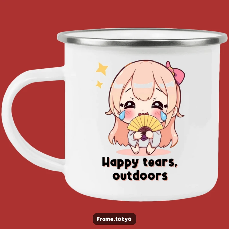 Funny Happy Tears Fan Camping Mug - For Joyful Outdoor Celebrations