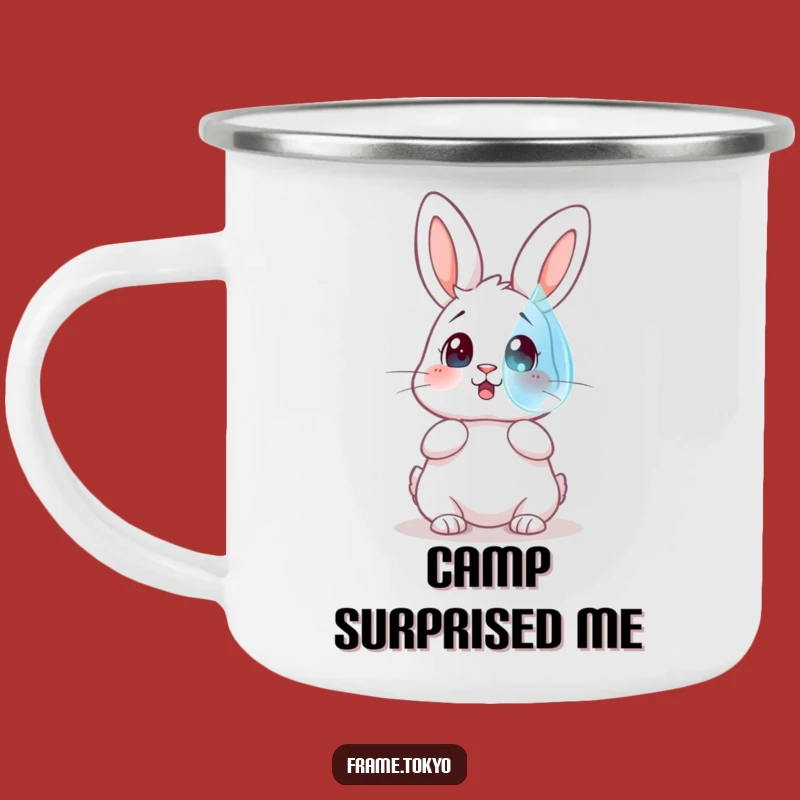 Funny Rabbit Dewdrop Camp Mug: Sip Surprise on Your Adventures