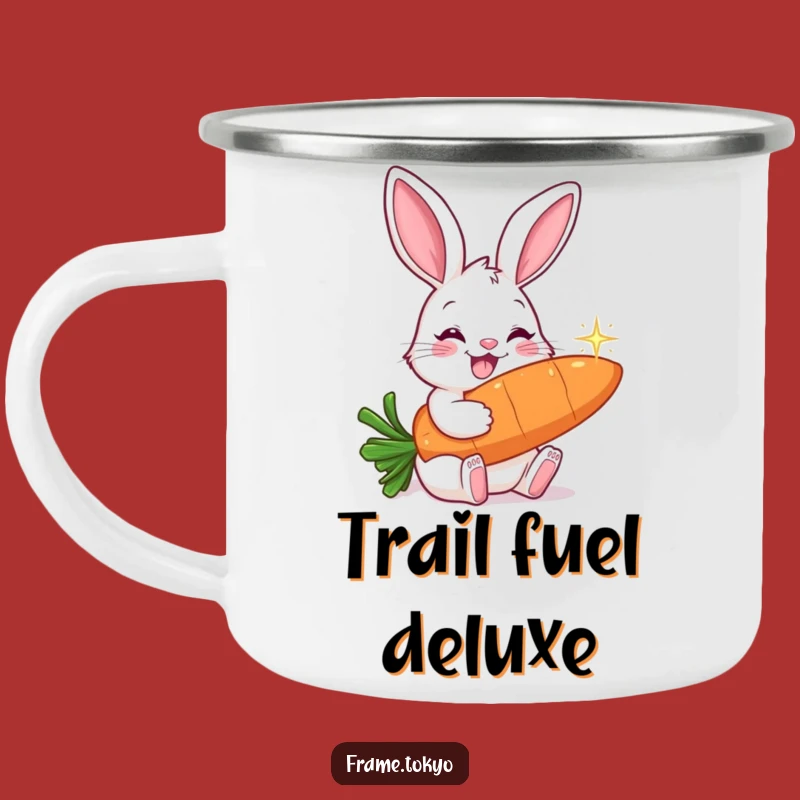 Funny Smiling Rabbit Carrot Nibbler Camping Mug - Durable and Hilarious Outdoor Treat