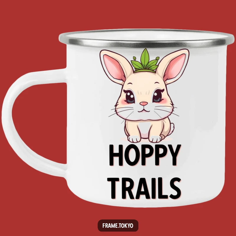 Funny Kawaii Rabbit Camping Mug: Mischievous King, Leafy Crown Adventure