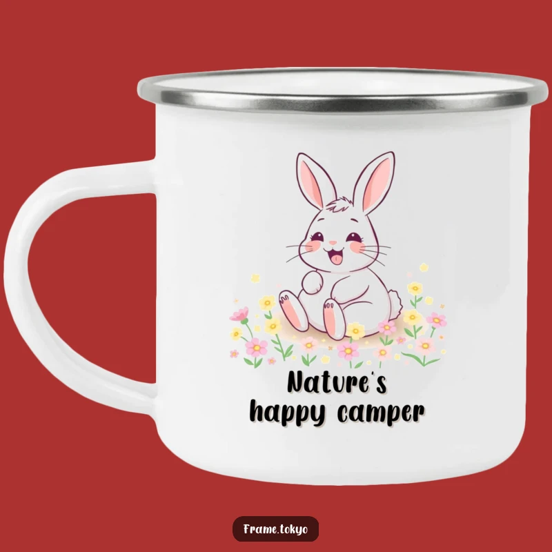 Funny Rabbit Flower Field Camp Mug: Sip Happiness on Adventures