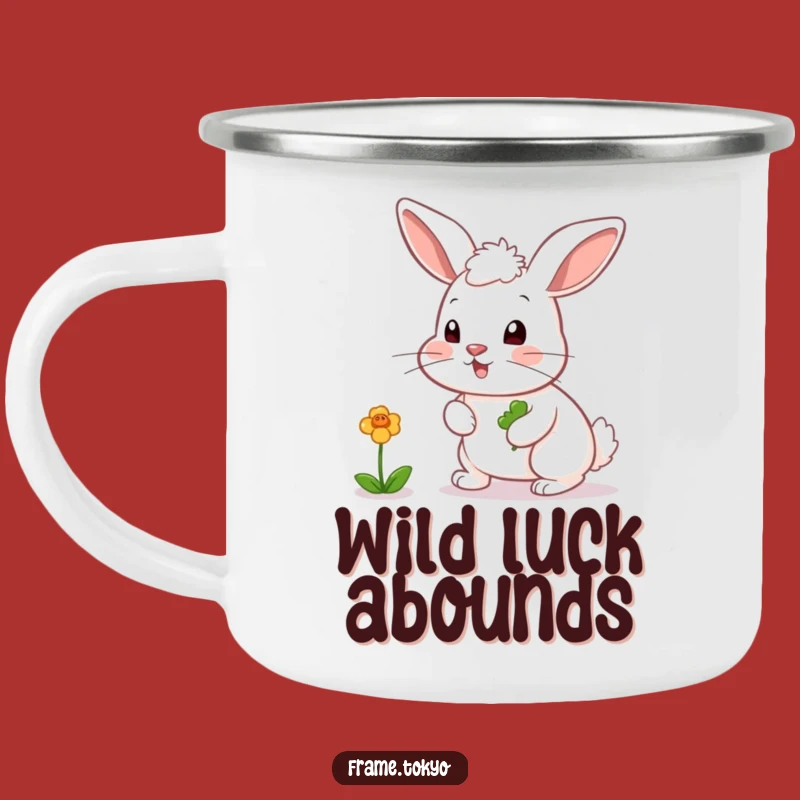 Funny Rabbit Clover Chaser Camping Mug - Durable and Hilarious Lucky Companion