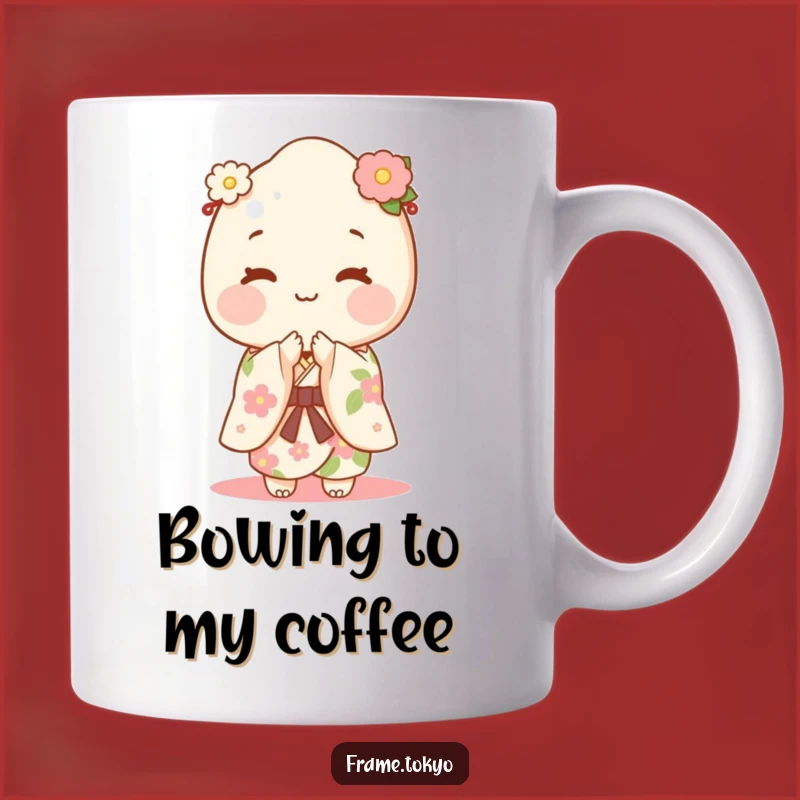 Funny Mochi Kimono Mug: Happy Bowing Character Celebration!