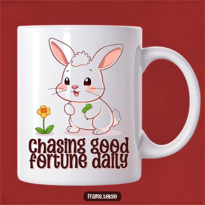 Funny Rabbit Clover Chaser Mug - Hilarious Luck and Humor Gift for Anyone