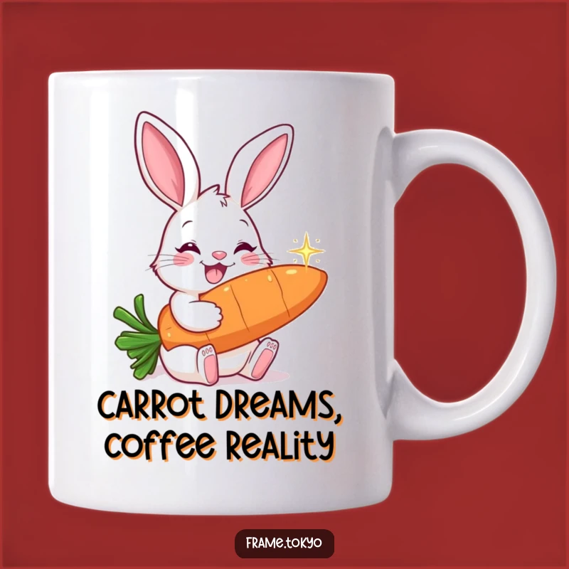 Funny Smiling Rabbit Carrot Nibbler Mug - Hilarious Foodie Gift for Veggie Lovers