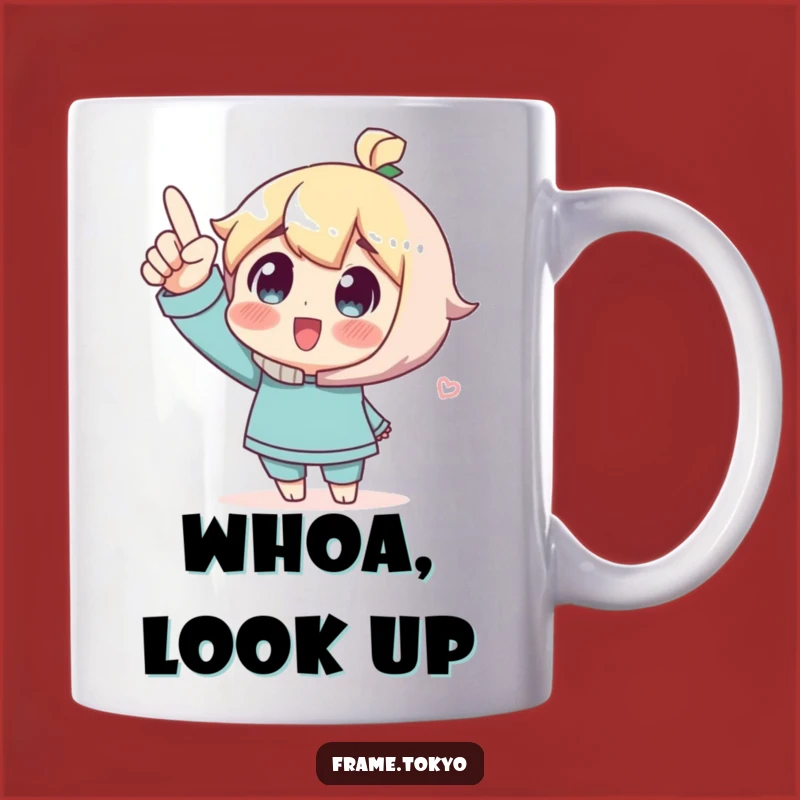 Funny Wonder Mug: Character Pointing Up - Gift for Dreamers!