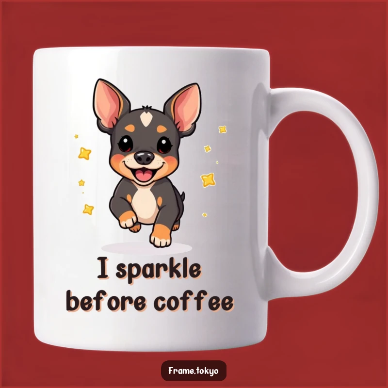 Funny Pinscher Dog Pounce Mug: A Joyful Star-Scattering Companion, Perfect Funny Gift