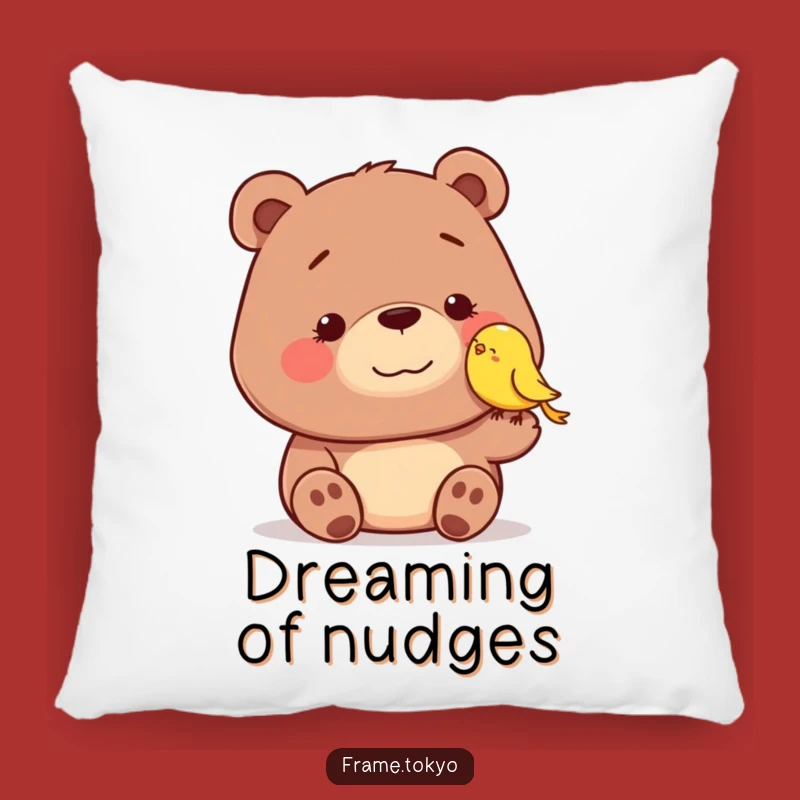Funny Bear & Bird Pillow: Dopey Smile Comfort Cushion, Charming Gift for Cozy Vibes