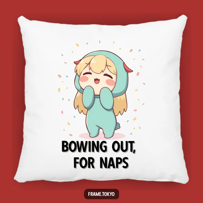 Funny Bowing Character Confetti Pillow: Cozy Celebration Accent