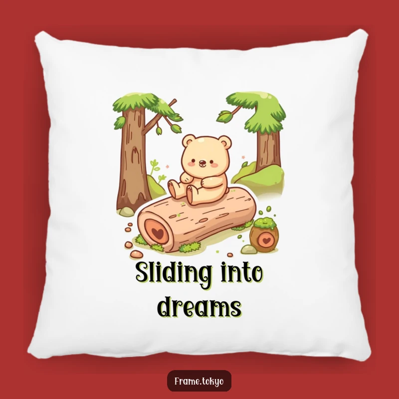 Funny Happy Bear Log Slide Pillow: Snuggle Up with Nature's Joy!