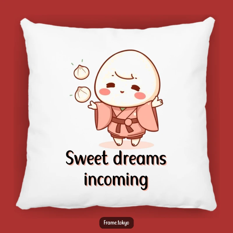 Funny Mochi Juggling Kimono Pillow - Cute Dessert Character Accent Gift