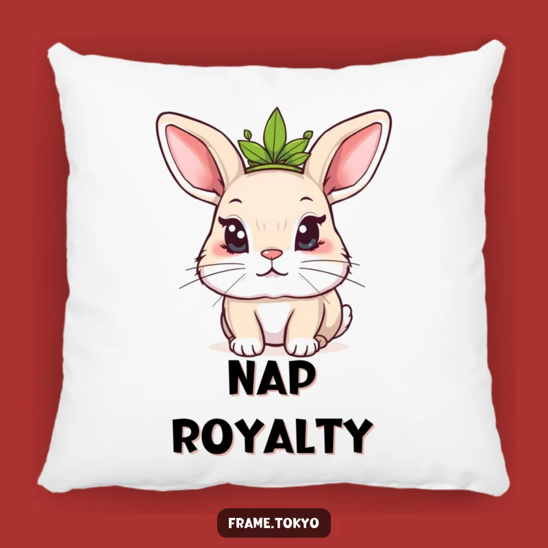 Funny Kawaii Rabbit Pillow: Mischievous King Comfort, Leafy Crown Accent