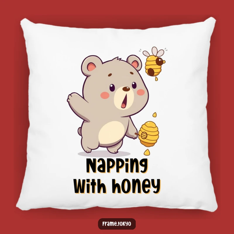 Funny Surprised Bear Beehive Pillow: Snuggle Up with Hilarious Animal Fun