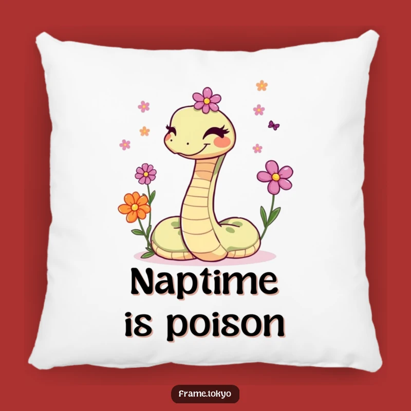 Funny Snake Winking Flower Juggler Pillow - Cozy and Hilarious Accent for Your Couch