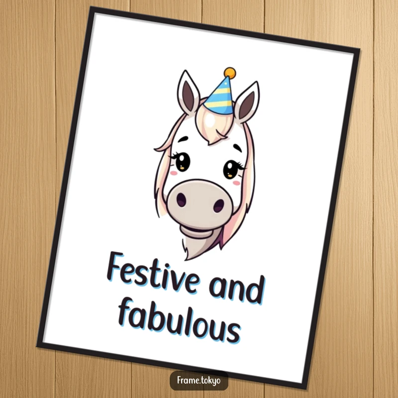 Funny dopey horse party hat digital art print, a whimsical and downloadable piece that adds instant humor and a festive vibe.