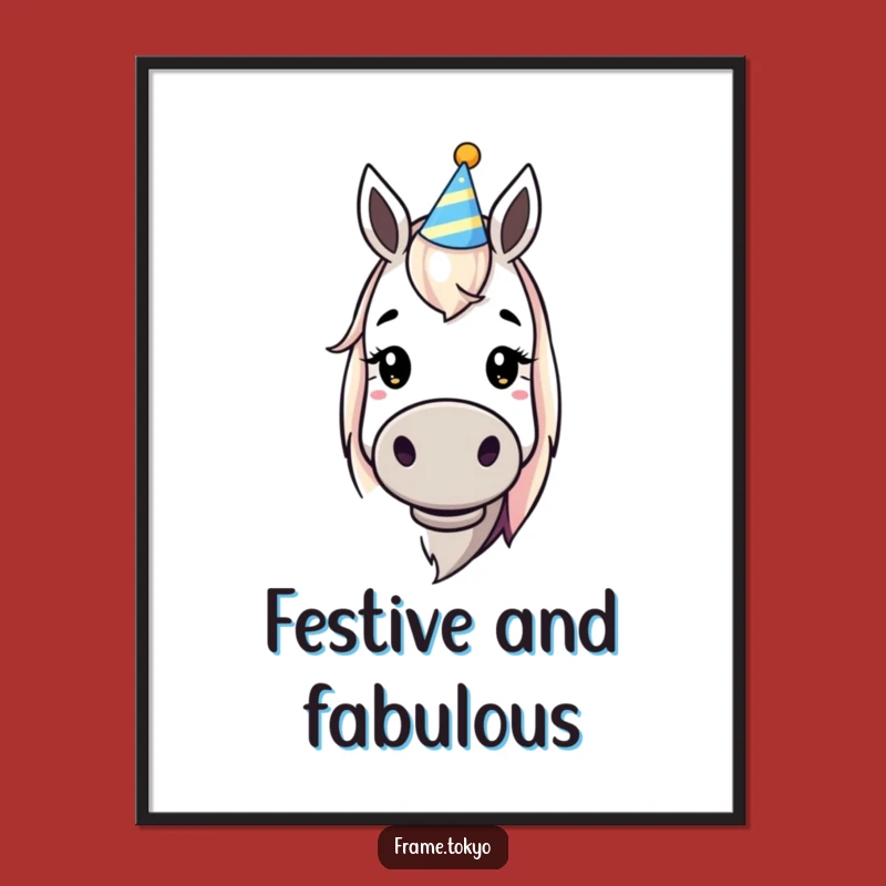 Funny Dopey Horse Party Hat Digital Print: Instant Joy for Your Walls!