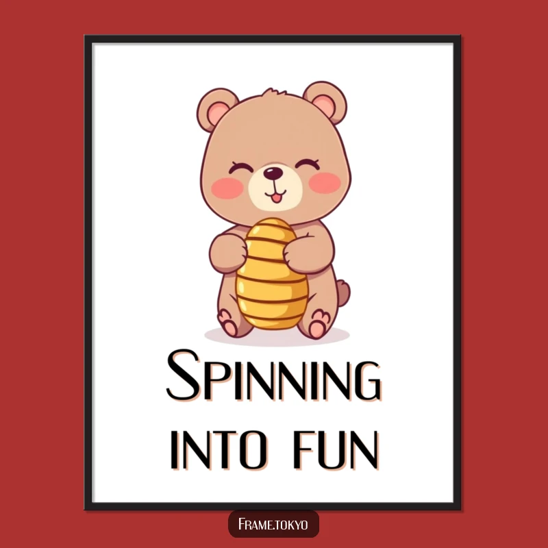 Funny Bear Honey Dipper Digital Print: Playful Wink Art, Instant Humorous Download Gift