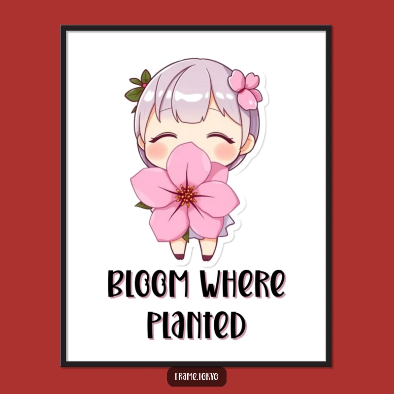 Funny Cherry Blossom Digital Art: Instant Joyful Character Download, Art Gift