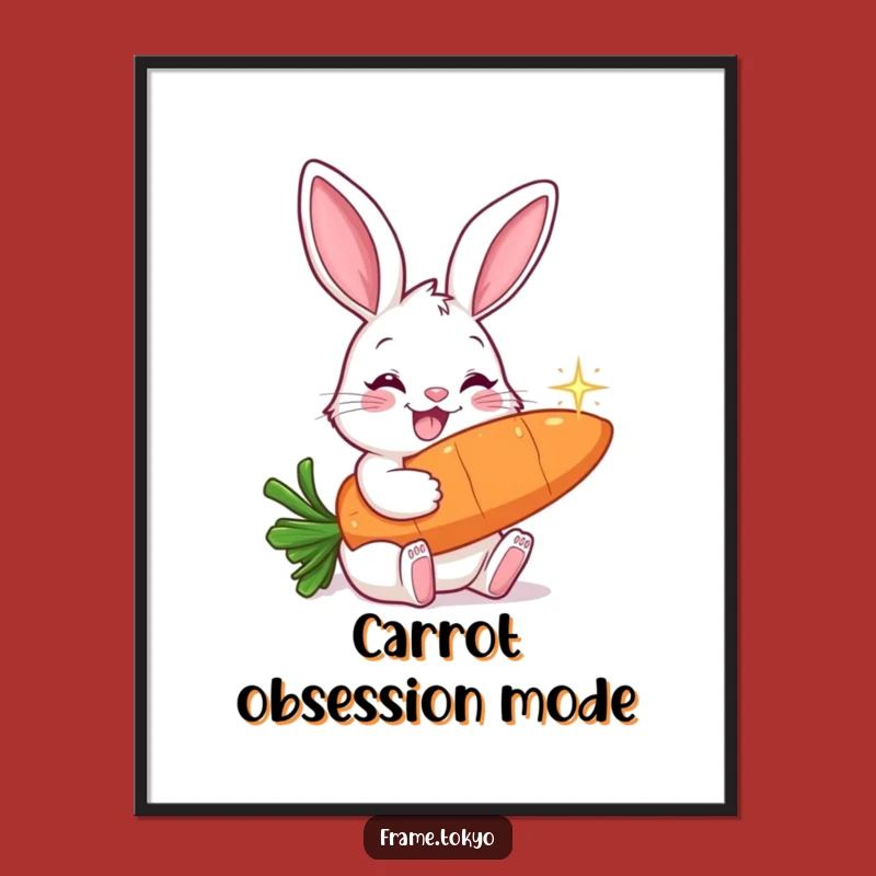 Funny Smiling Rabbit Carrot Nibbler Digital Art - Instant Whimsical Decor for Your Walls