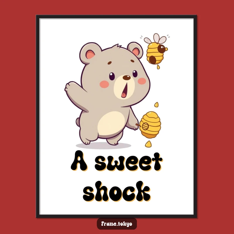 Funny Surprised Bear Beehive Digital Art: Instant Wild Humor Download!
