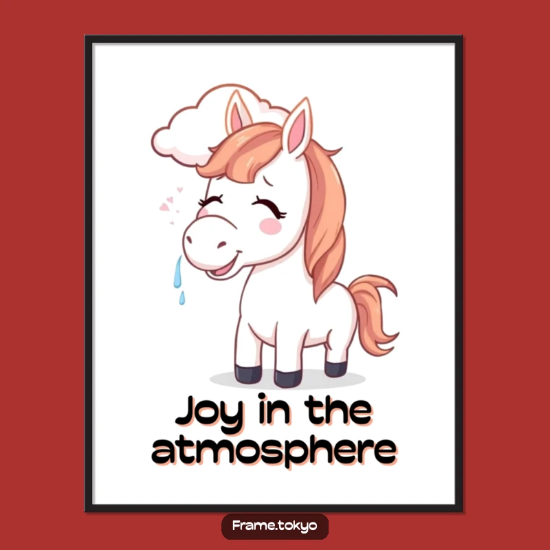 Funny Joyful Horse Smiling Cloud Digital Art - Whimsical Equine Decor Gift