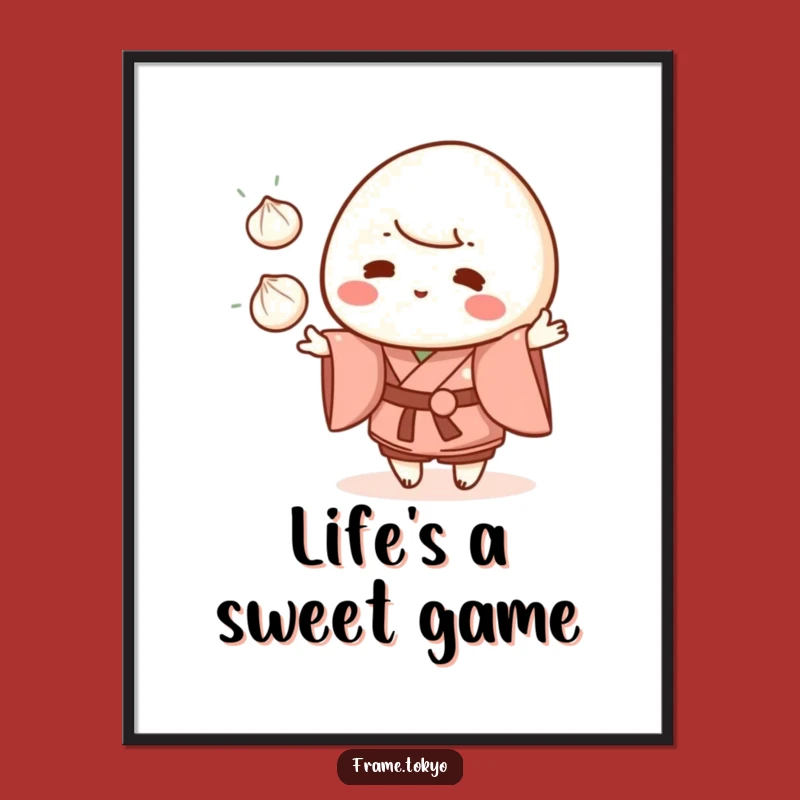 Funny Mochi Juggling Kimono Digital Art - Playful Dessert Printable Gift