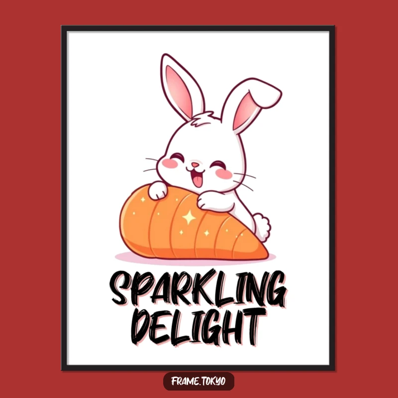 Funny Smiling Rabbit Carrot Digital Art: Instant Whimsical Decor