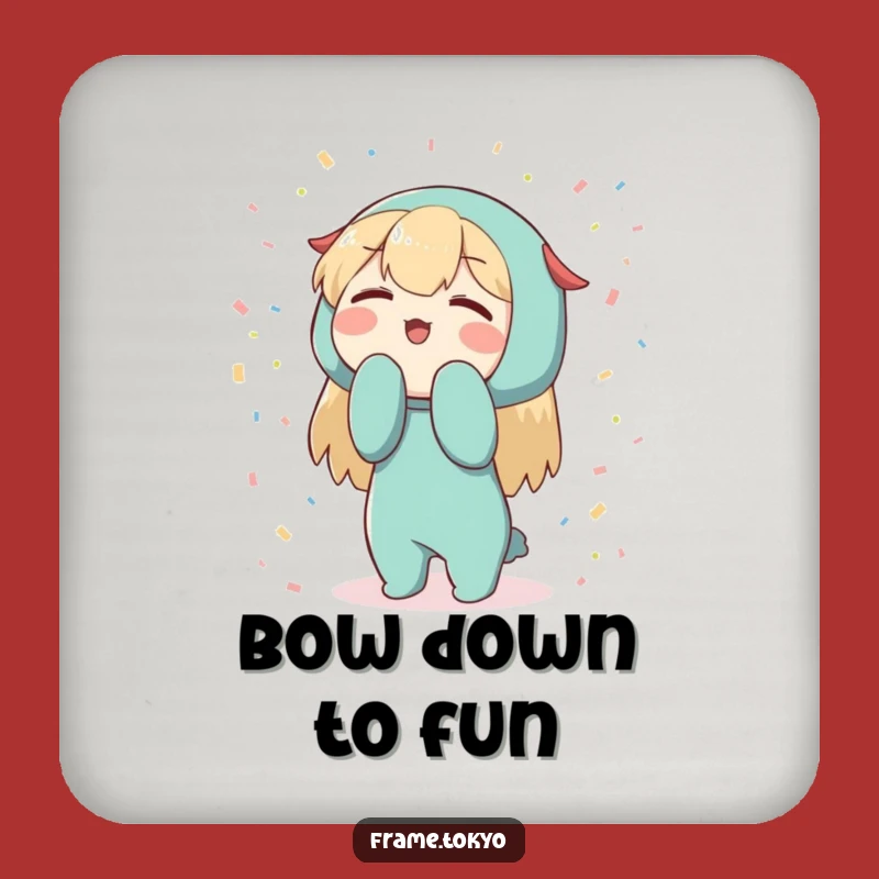 Funny Bowing Character Confetti Coaster: Festive Surface Protection