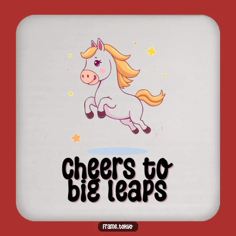 Funny Happy Jumping Horse Stars Coaster Set - Equine Celebration Table Gift