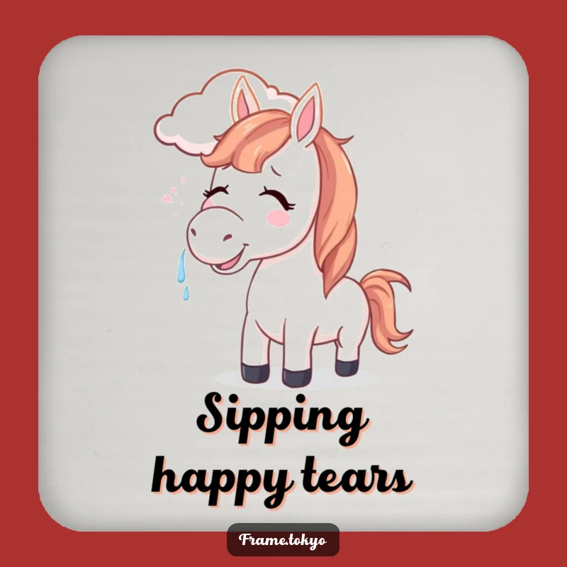 Funny Joyful Horse Smiling Cloud Coaster Set - Equine Happy Table Gift