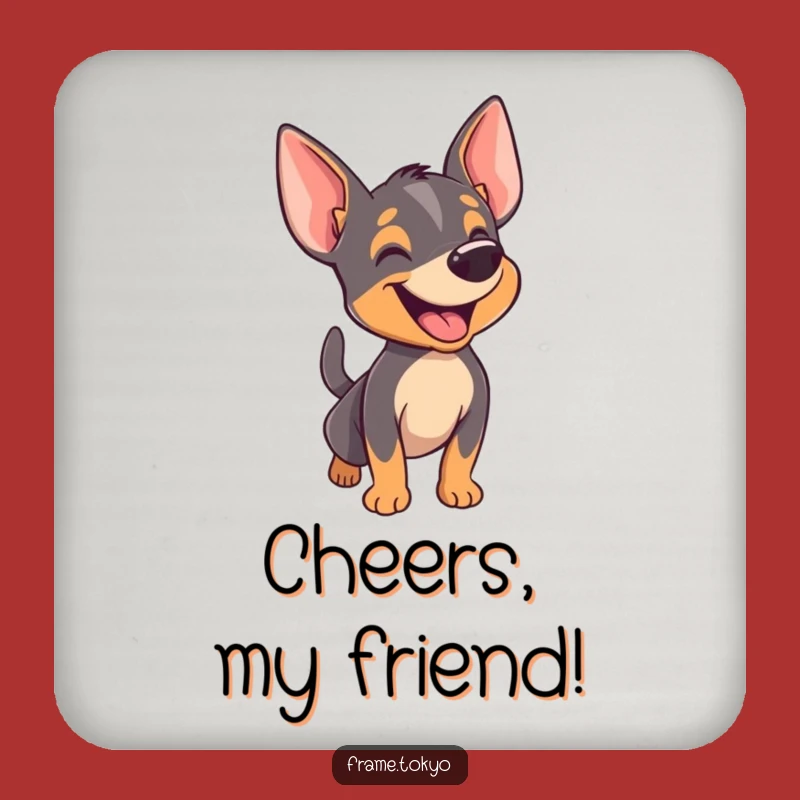 Funny Pinscher Happy Bark Coaster: Protect Surfaces with Canine Joy