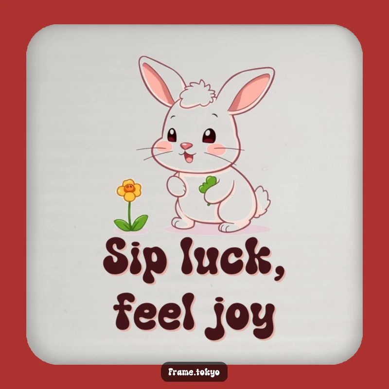 Funny Rabbit Clover Chaser Drink Coaster - Protect Surfaces with Hilarious Luck
