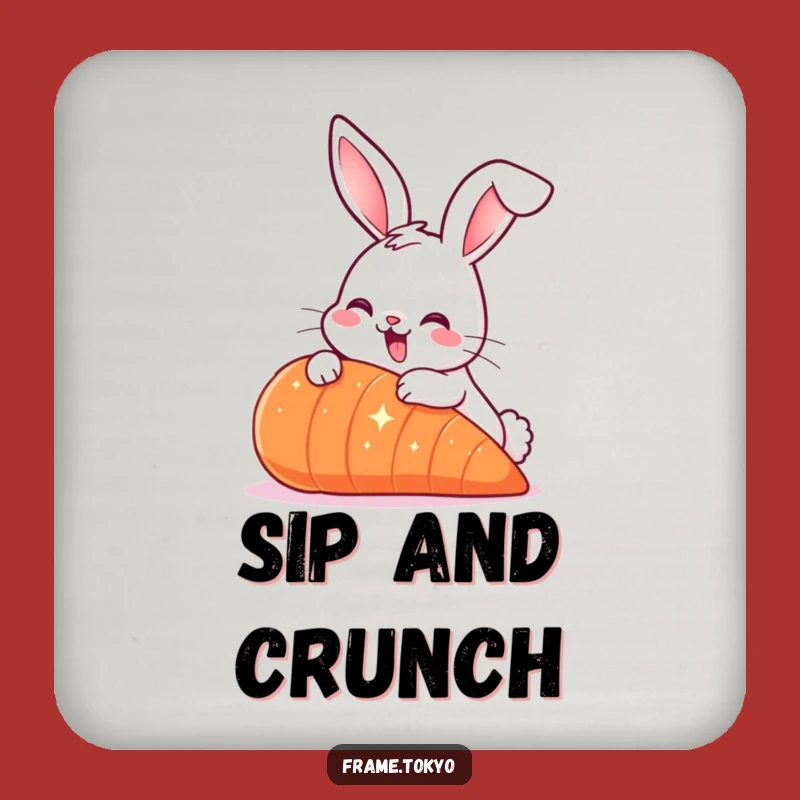 Funny Smiling Rabbit Carrot Coaster: Sip with a Smile