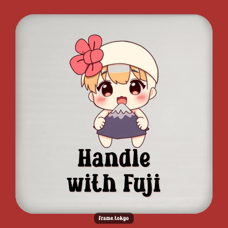 Funny Surprised Mount Fuji Coaster - Protect Surfaces with Hilarious Style