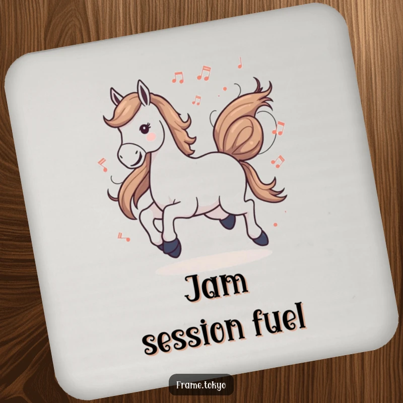 Funny musical horse gallop coasters, bringing a harmonious blend of art and protection to your surfaces, inspired by equestrian grace and melody.