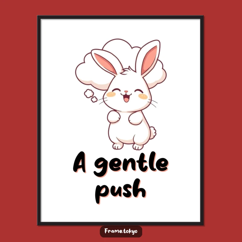 Funny Rabbit Cloud Ride Poster - Whimsical Wall Art for a Dreamy Atmosphere