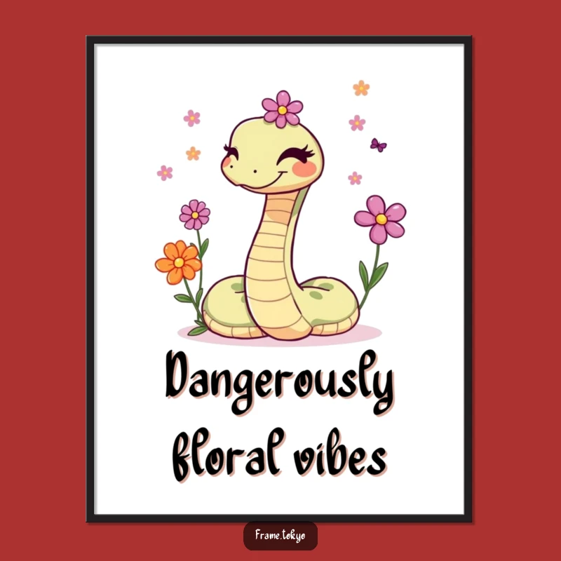 Funny Snake Winking Flower Juggler Poster - Whimsical Wall Art for a Playful Home