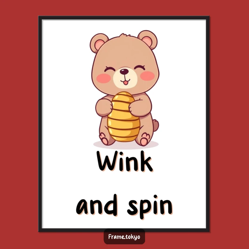 Funny Bear Honey Dipper Poster: Playful Wink Wall Art, Humorous Sweet Decor, Great Gift
