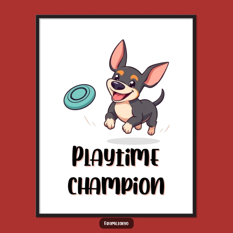 Funny Pinscher Frisbee Poster: Bring Playful Energy to Your Walls