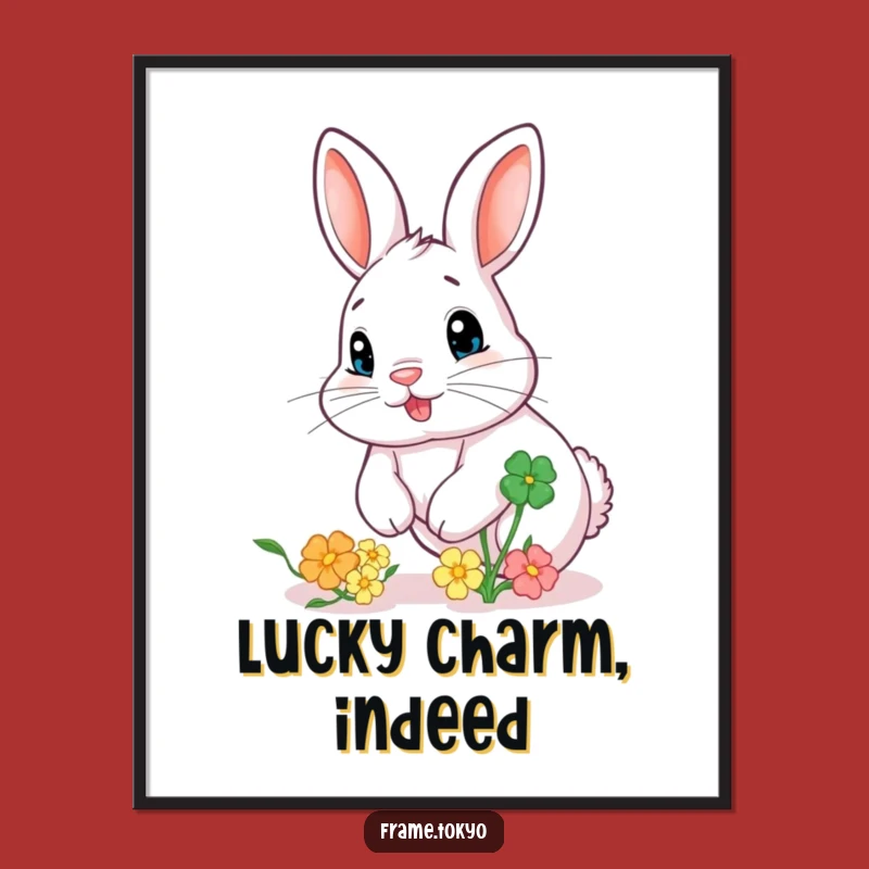 Funny Rabbit Clover Dash Poster: Bring Playful Charm to Your Walls