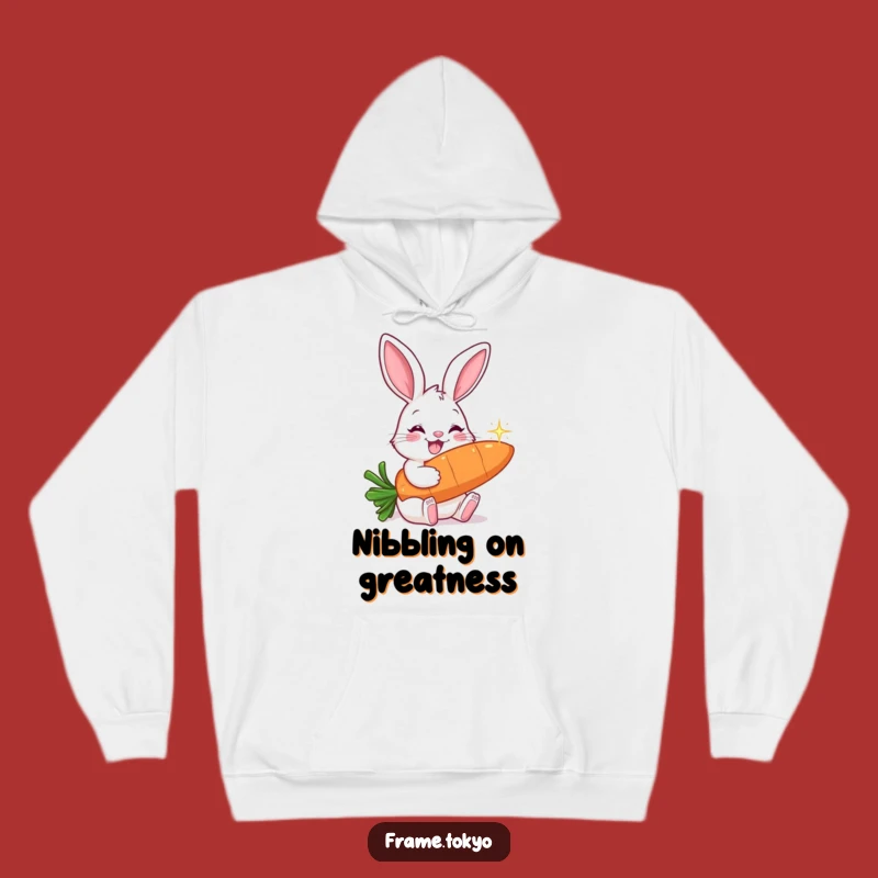 Funny Smiling Rabbit Carrot Nibbler Hoodie - Cozy and Hilarious Gift for Food Lovers