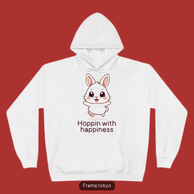 Funny Excited Rabbit Hopping Hoodie - Cozy and Adorable Gift for Happy Souls