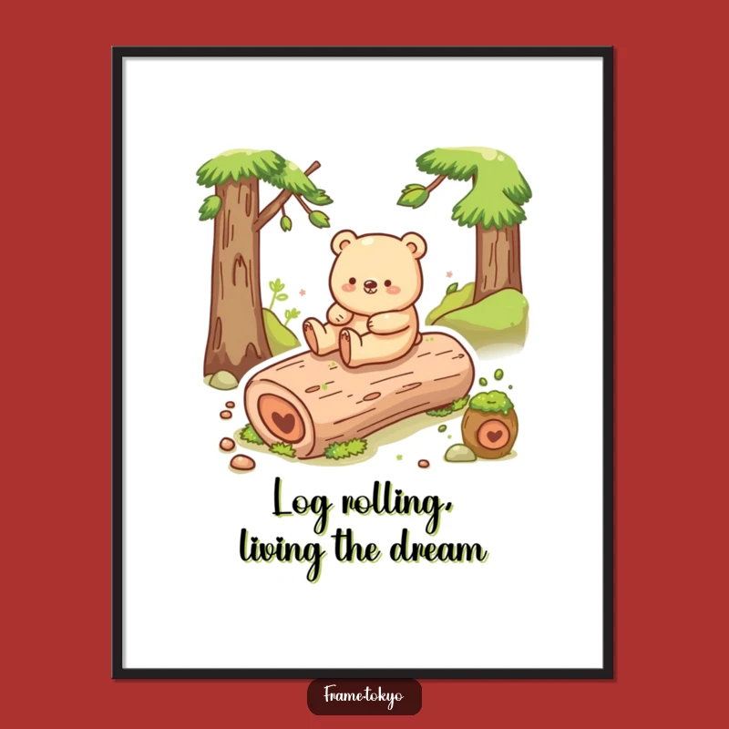 Free Printable Bear Wall Art: Funny Sliding Bear Happy Shuffle Downloadable Decor